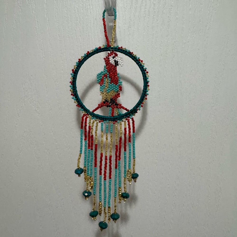 Huichol Beaded Parrot Dreamcatcher